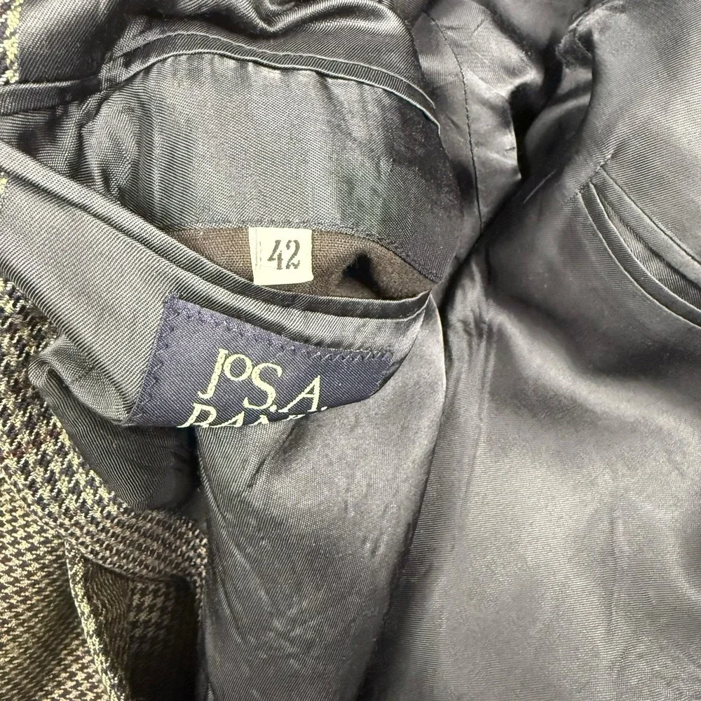 Jos. A Bank Wool Blazer Executive Collection Brown Houndstooth 42R